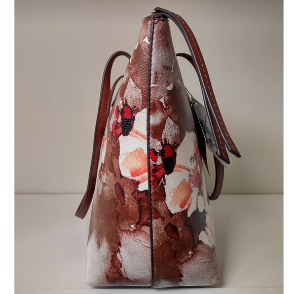 Adrienne Vittadini Brown Botanical Gardens Lock Tote Large Handbag - Picture 7 of 12